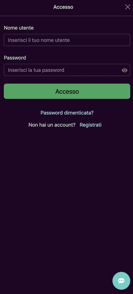 Schermata accesso Avantgarde Casino