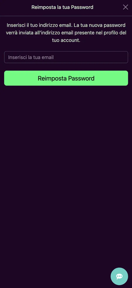 Modulo recupero password Avantgarde Casino